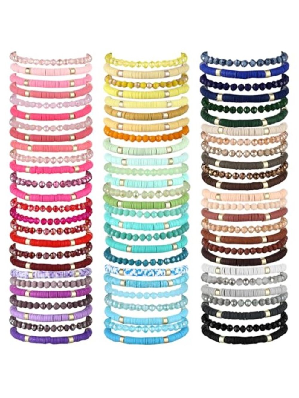 96 Pcs Beaded Friendship Bracelets Bulk Inspirational Stretch Bracelets
